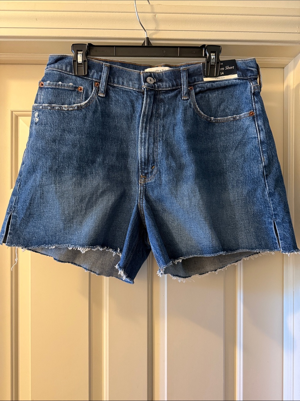 Abercrombie & Fitch Distressed Dark Blue Denim Cutoff Shorts